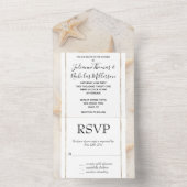 Invitation Tout En Un Cream Peach Starfish Beach Wedding (À l'intérieur)