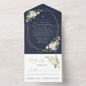 Invitation Tout En Un Cream White Flowers, Boho, First Holy Communion (À l'intérieur)