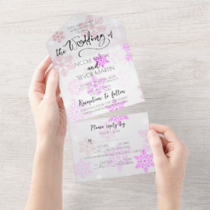 Invitation Tout En Un Créez Vos Propres Flocons de Neige Glacés Roses Jo
