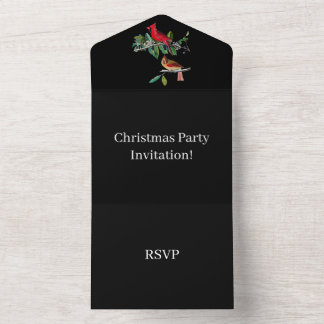 Invitation Tout En Un Créez votre propre fête de Noël RSVP Black