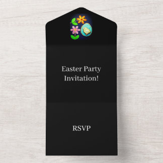 Invitation Tout En Un Créez votre propre fête de Pâques RSVP noir