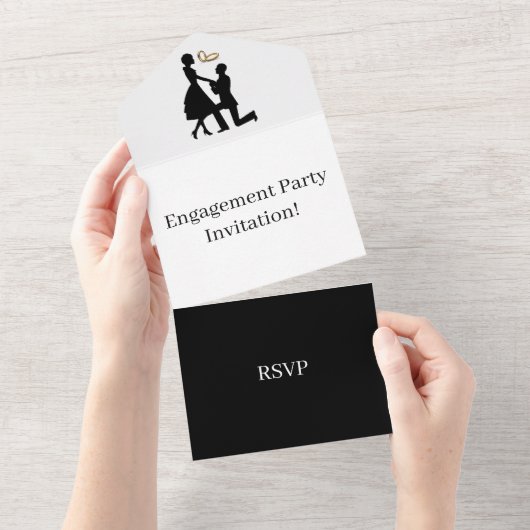 Invitation Tout En Un Créez votre propre partie d'engagement II RSVP Bla (Déchirure)