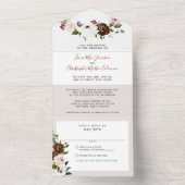 Invitation Tout En Un Crème Bourgogne Rose Rose Dusty Mariage (À l'intérieur)