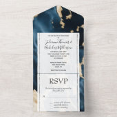 Invitation Tout En Un Crème d'or Bleu Céramique (À l'intérieur)