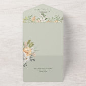 Invitation Tout En Un Crème et Boho jaune Floral Sage vert QR Code (Dehors)