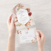 Invitation Tout En Un Crème Florale Boho Chute Rouille Broussaillée Crèm (Déchirure)