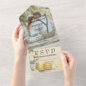 Invitation Tout En Un Crème jaune citron vert verger Photo (Déchirure)