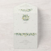 Invitation Tout En Un Crème Snowberry + Eucalyptus Mariage d'hiver (Dehors)