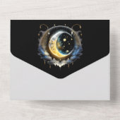 Invitation Tout En Un Crescent lune mariée couple silhouette céleste (Verso)