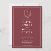 Invitation Tout en un Crest Bourgogne Code QR Mariage (Devant)