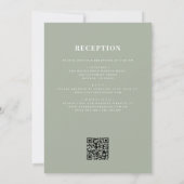 Invitation Tout en un Crest Sage vert QR Code Mariage (Dos)