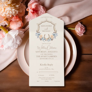 Invitation Tout En Un Crest Western Pays Bohème Floral Mariage