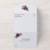 Invitation Tout En Un Crimson Noël Rose Bouquet Mariage Tout en un (Dehors)