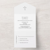 Invitation Tout En Un Croix chic monogrammée à la main (À l'intérieur)