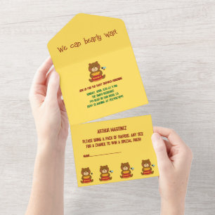 Invitation Tout En Un Cute Bear thème Baby shower garçon
