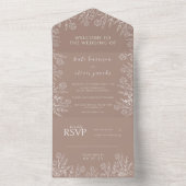 Invitation Tout En Un Cute Floral Dusty Rose Mariage (À l'intérieur)