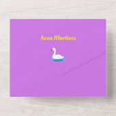 Invitation Tout En Un Cute Swan thème Baby shower fille (Verso)