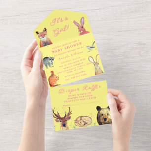 Invitation Tout En Un Cute Woodland Animals C'est un Baby shower de fill