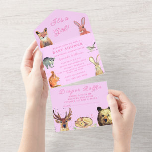 Invitation Tout En Un Cute Woodland Animals C'est un Baby shower de fill