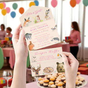 Invitation Tout En Un Cute Woodland Animals C'est un Baby shower de fill