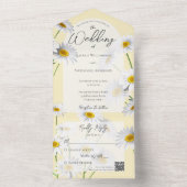 Invitation Tout En Un Daisées d'été sur Sage Green QR Code (À l'intérieur)