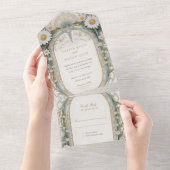 Invitation Tout En Un Daisies Mariage Perforforé RSVP (Déchirure)