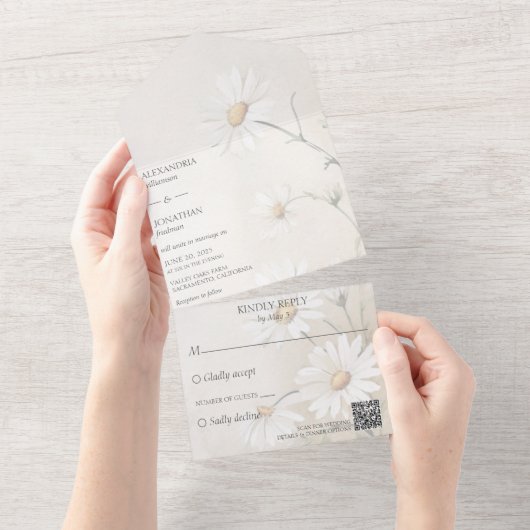 Invitation Tout En Un Daisis tout simplement le code QR (Déchirure)