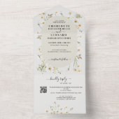 Invitation Tout En Un Daisy Fleur sauvage Mariage Qr code Rsvp (À l'intérieur)