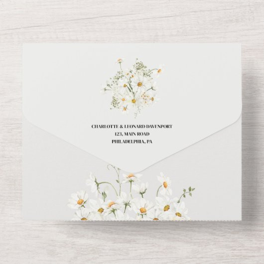 Invitation Tout En Un Daisy Fleur sauvage Mariage Qr code Rsvp (Verso)
