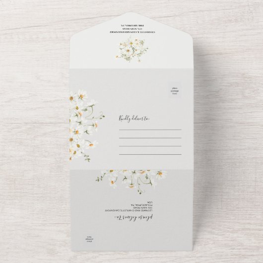 Invitation Tout En Un Daisy Fleur sauvage Mariage Tout en un (Dehors)