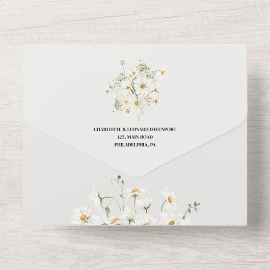 Invitation Tout En Un Daisy Fleur sauvage Mariage Tout en un (Verso)