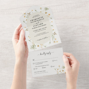 Invitation Tout En Un Daisy Fleur sauvage Mariage Tout en un