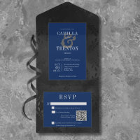 Dark gothique noir & bleu Floral Satin Code QR