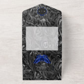 Invitation Tout En Un Dark gothique noir et bleu fibre Moth Code QR (Dehors)