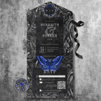 Dark gothique noir et bleu fibre Moth Code QR