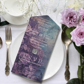 Invitation Tout En Un Dark gothique violet Lavande Rose QR Code