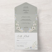 Invitation Tout En Un Dark Grey Flowers Tear-Off RSVP | Modern Wedding (À l'intérieur)