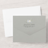Invitation Tout En Un Dark Grey Flowers Tear-Off RSVP | Modern Wedding (Verso)
