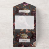 Invitation Tout En Un Dark Moody Fall Burgundy & Cream Peonies QR Code (Dehors)
