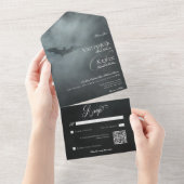 Invitation Tout En Un Dark Moody - Mariage de code QR pour chauve-souris (Déchirure)
