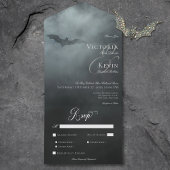 Invitation Tout En Un Dark Moody Midnight Bat & Fog Dinner Mariage