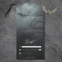 Dark Moody Midnight Bat & Fog No Dinner Mariage