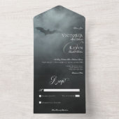 Invitation Tout En Un Dark Moody Midnight Bat & Fog No Dinner Mariage (À l'intérieur)