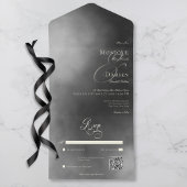 Invitation Tout En Un Dark Moody Midnight Black Fog QR Code Mariage