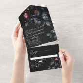 Invitation Tout En Un Dark Moody Romantic Black Peony Mariage gothique (Déchirure)
