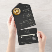 Invitation Tout En Un Dark Moody Victorian Moon Sun Stars QR Code (Déchirure)