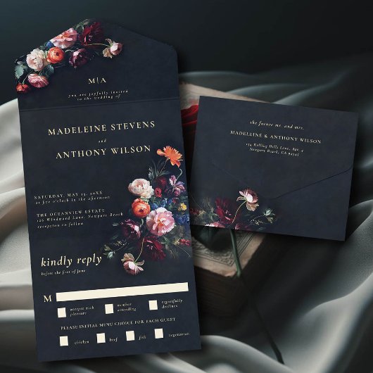 Invitation Tout En Un Dark Romantic Moody Floral Black Fairytale Mariage