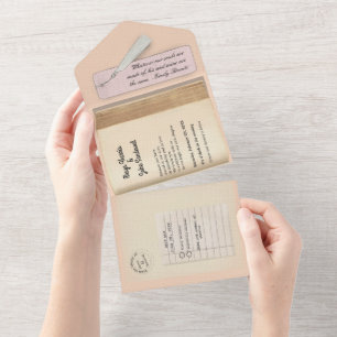 Invitation Tout En Un De la bibliothèque - Livre de mariage classique et