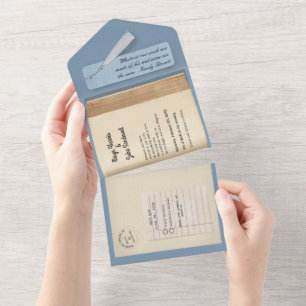 Invitation Tout En Un De la bibliothèque - Livre de mariage classique et