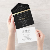 Invitation tout-en-un de Mariage noir or élégant (Déchirure)